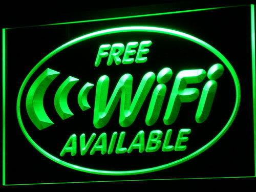 Free Wi-Fi Internet Access Cafe Neon Light Sign